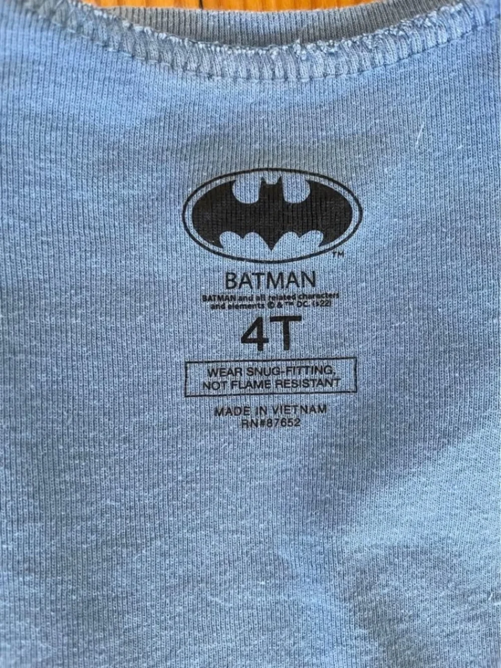 Batman 2-Piece Cotton Pajama Set | Size 4T | Blue & Gray | Superhero Sleepwear